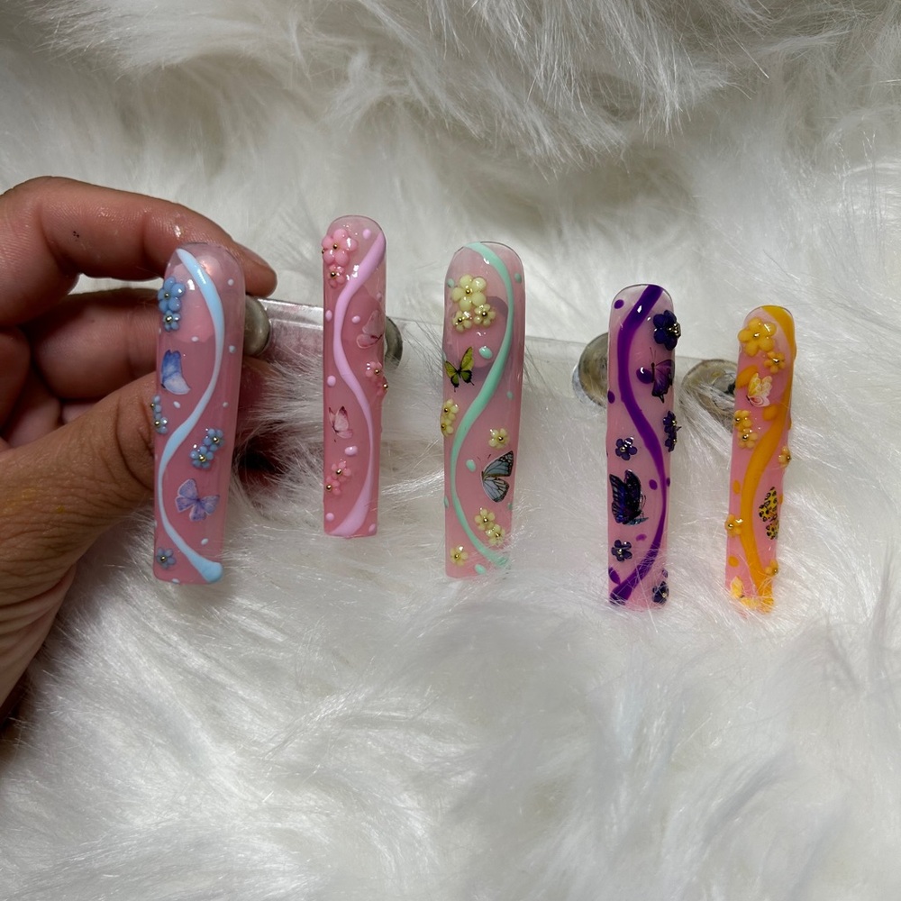 Butterfly 🦋 Acrylic PressOn Nails 💅🏽 XXL Coffin